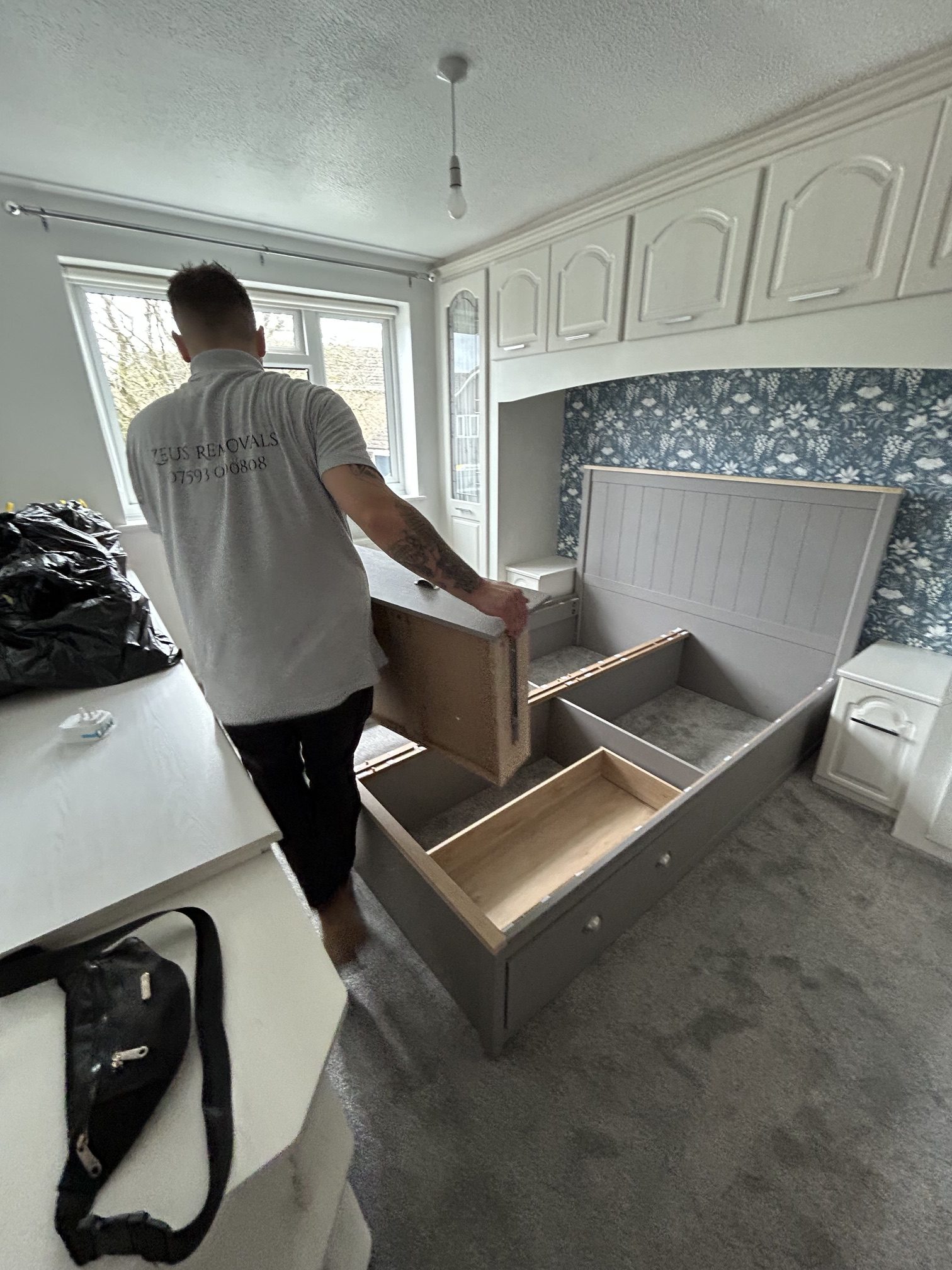 Ottoman storage bed dismantling and reassembly in Northamptonshire by Zeus Removals