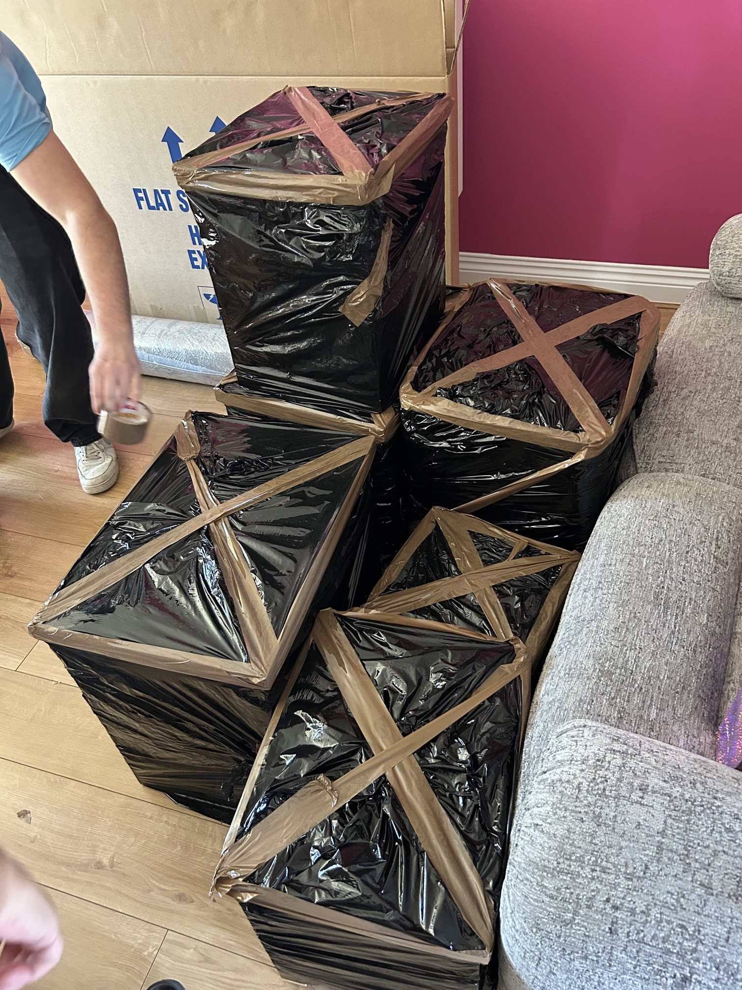 Professional removals equipment used to protect household belongings