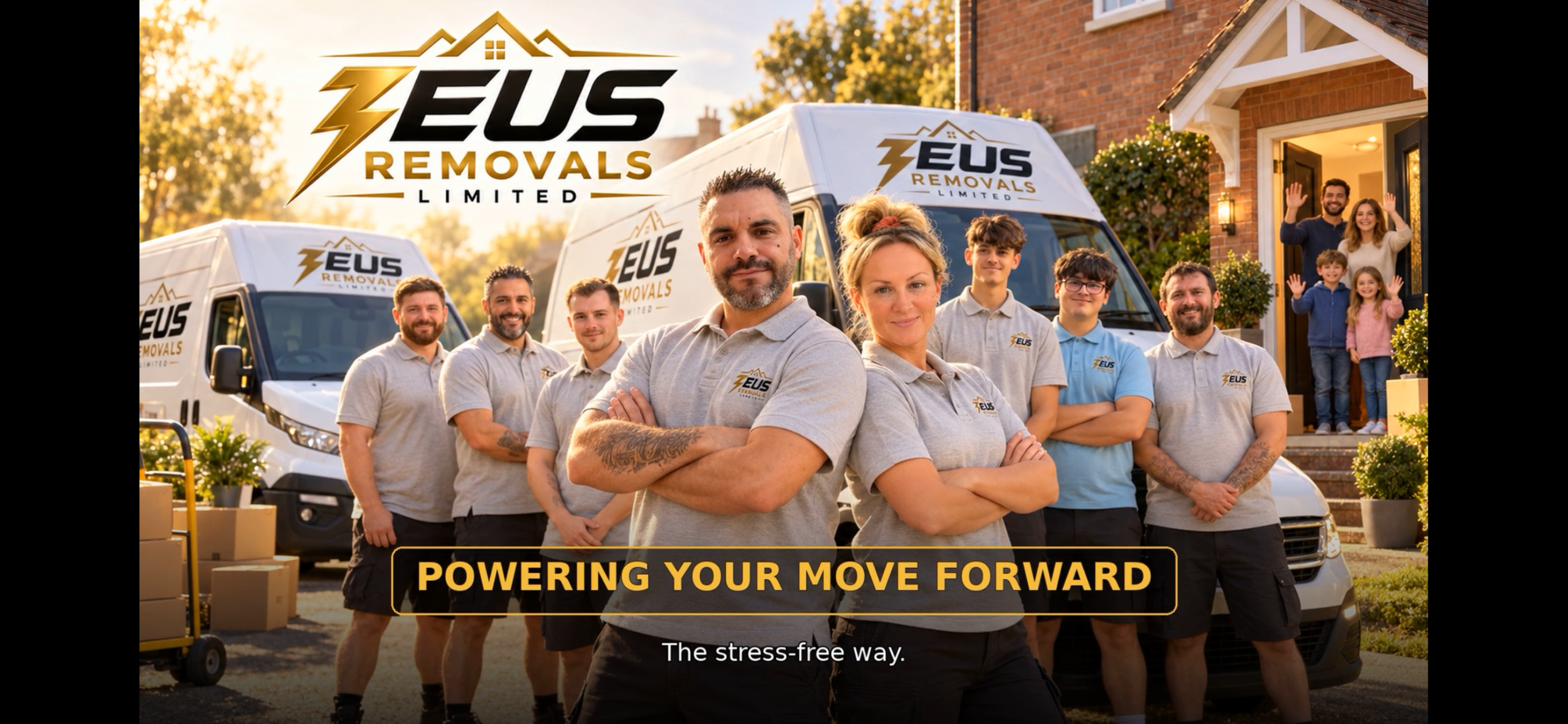Ross and Lisa with the Zeus Removals team in Northamptonshire